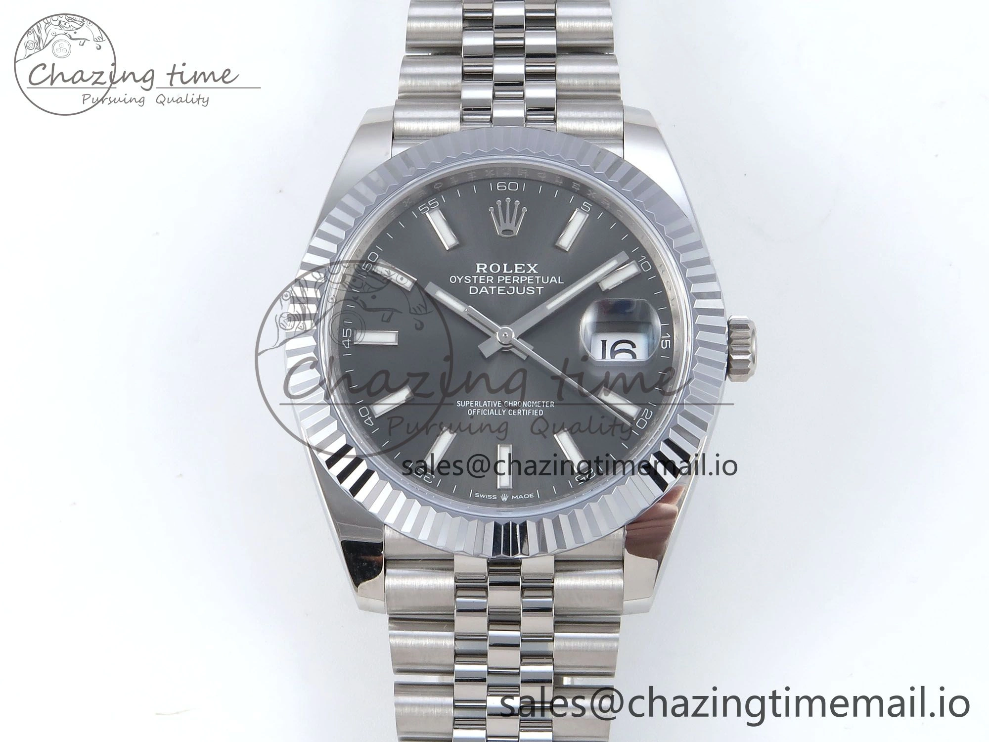 DateJust 41 126334 QF+ 1:1 Best Edition 904L Steel Gray Stick Dial on SS Jubilee Bracelet VR3235