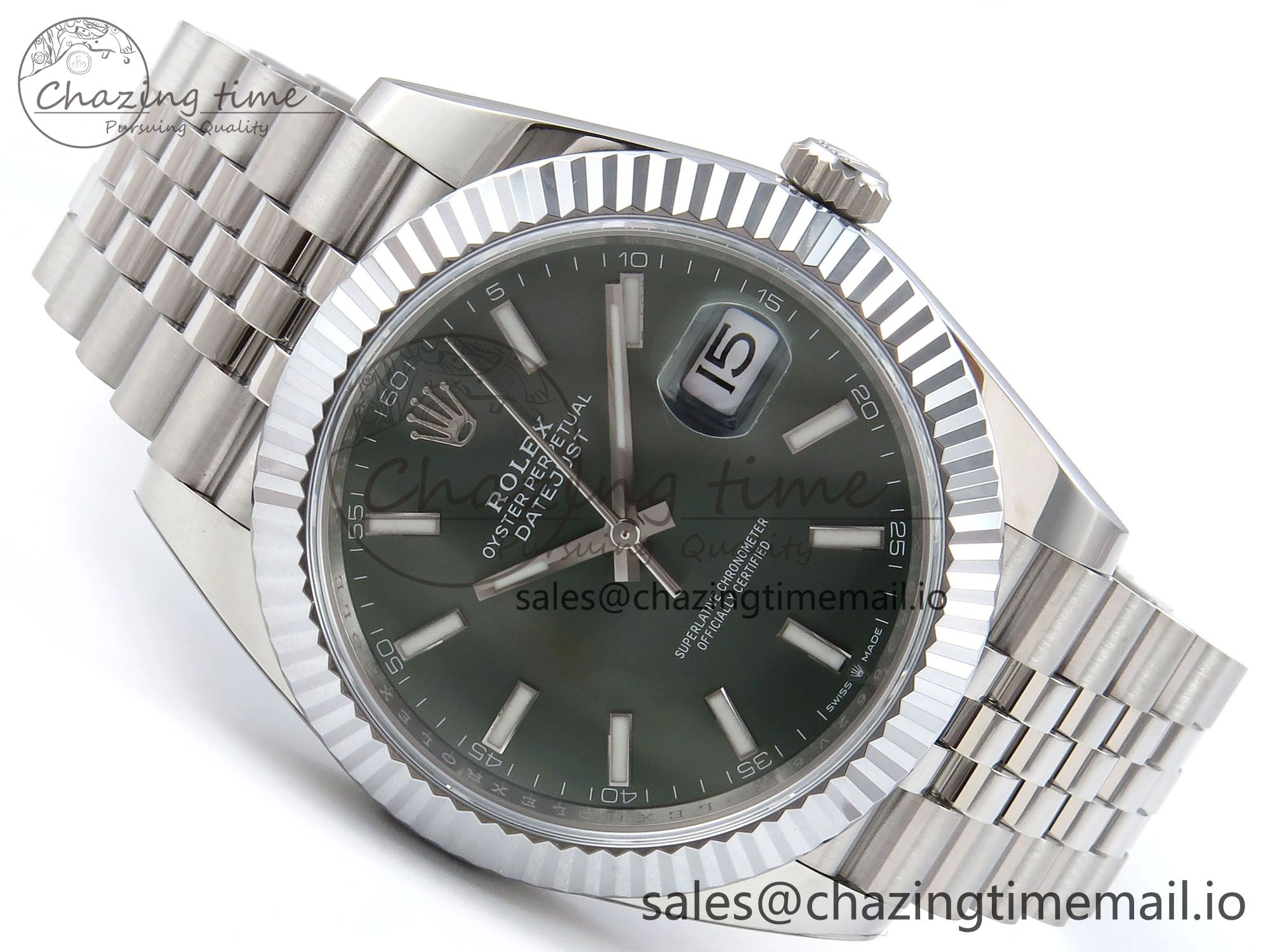 DateJust 41 126334 QF+ 1:1 Best Edition 904L Steel Green Stick Dial on SS Jubilee Bracelet VR3235