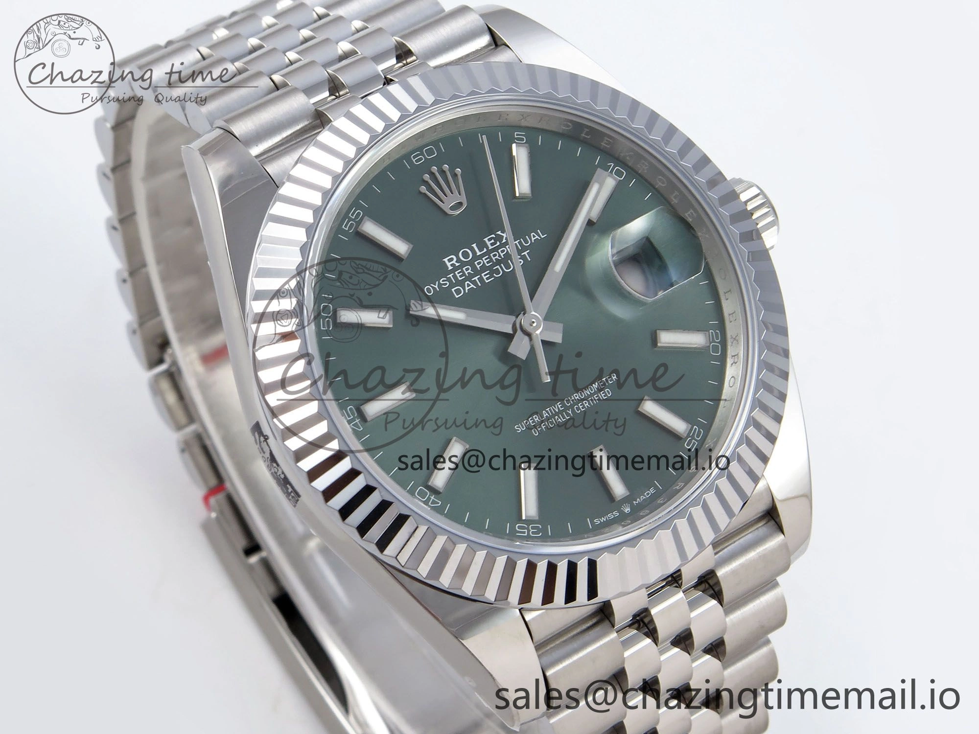 DateJust 41 126334 QF+ 1:1 Best Edition 904L Steel Green Stick Dial on SS Jubilee Bracelet VR3235