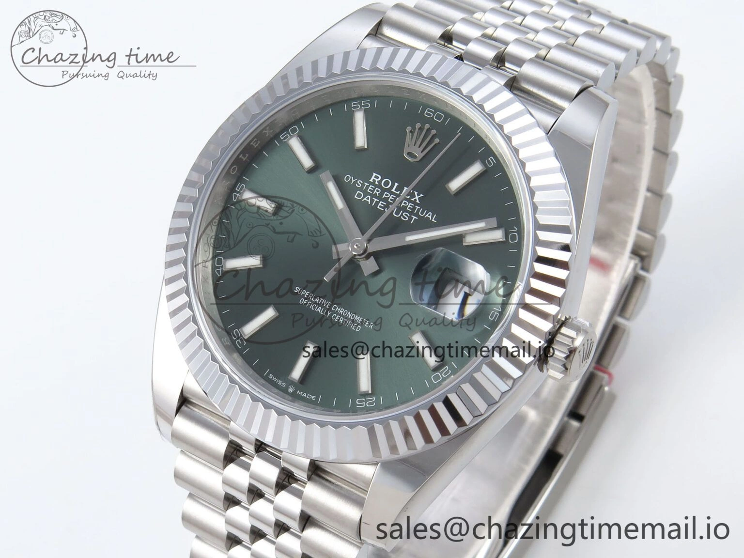 DateJust 41 126334 QF+ 1:1 Best Edition 904L Steel Green Stick Dial on SS Jubilee Bracelet VR3235