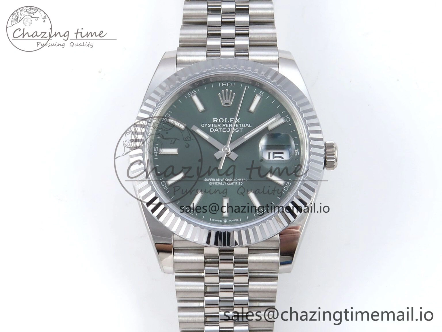 DateJust 41 126334 QF+ 1:1 Best Edition 904L Steel Green Stick Dial on SS Jubilee Bracelet VR3235