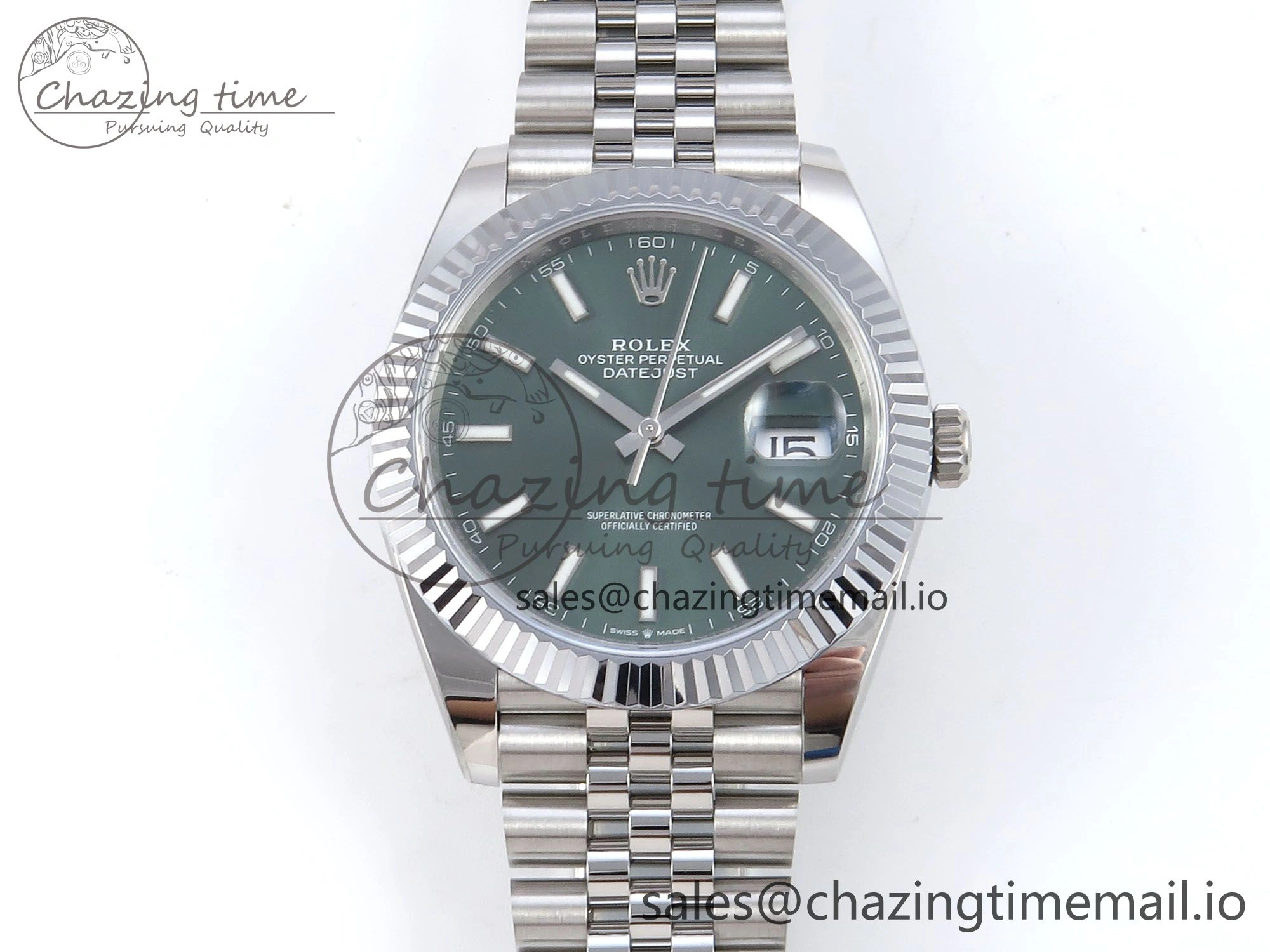 DateJust 41 126334 QF+ 1:1 Best Edition 904L Steel Green Stick Dial on SS Jubilee Bracelet VR3235