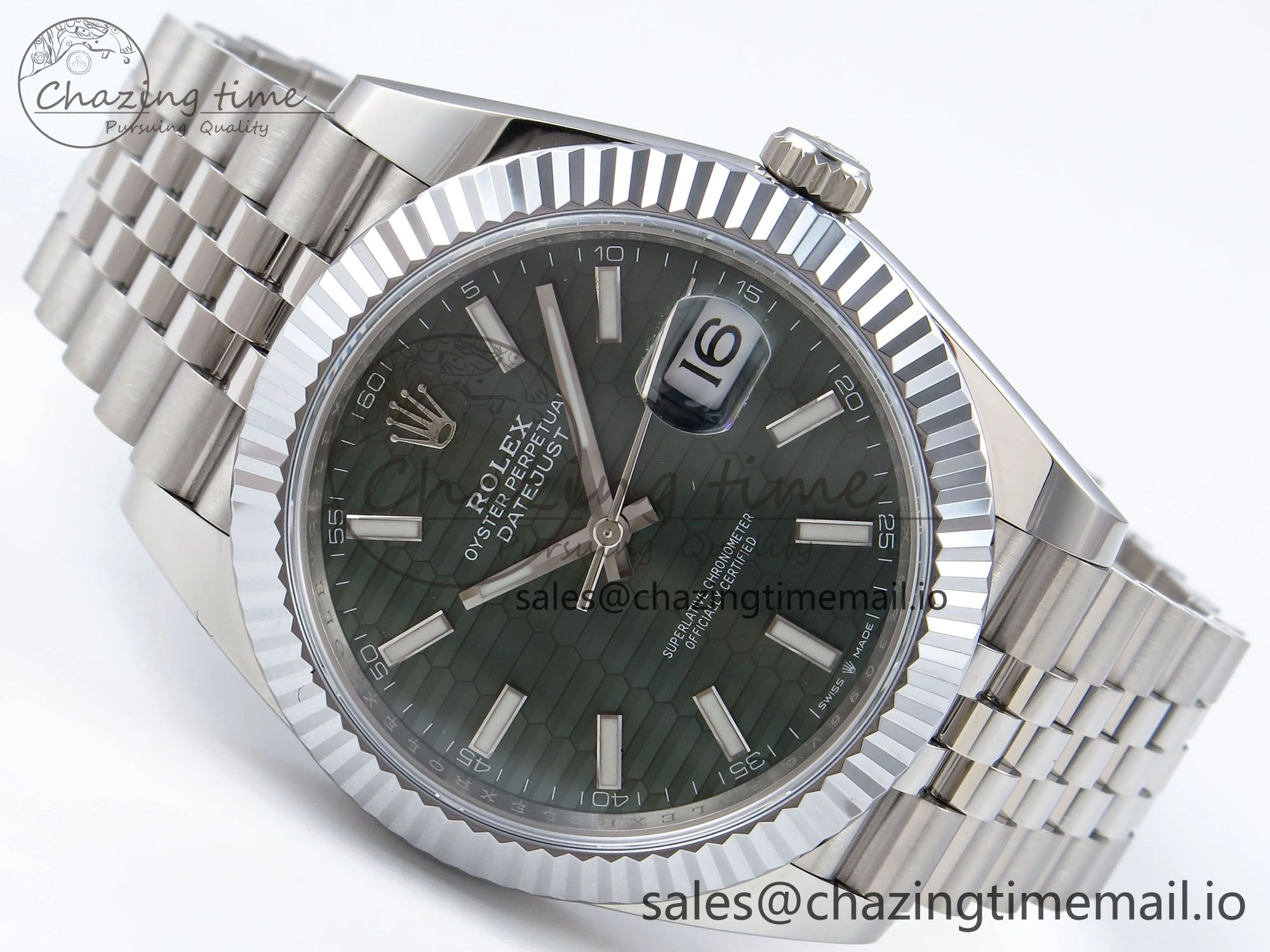 DateJust 41 126334 QF+ 1:1 Best Edition 904L Steel Green Textured Stick Dial on SS Jubilee Bracelet VR3235