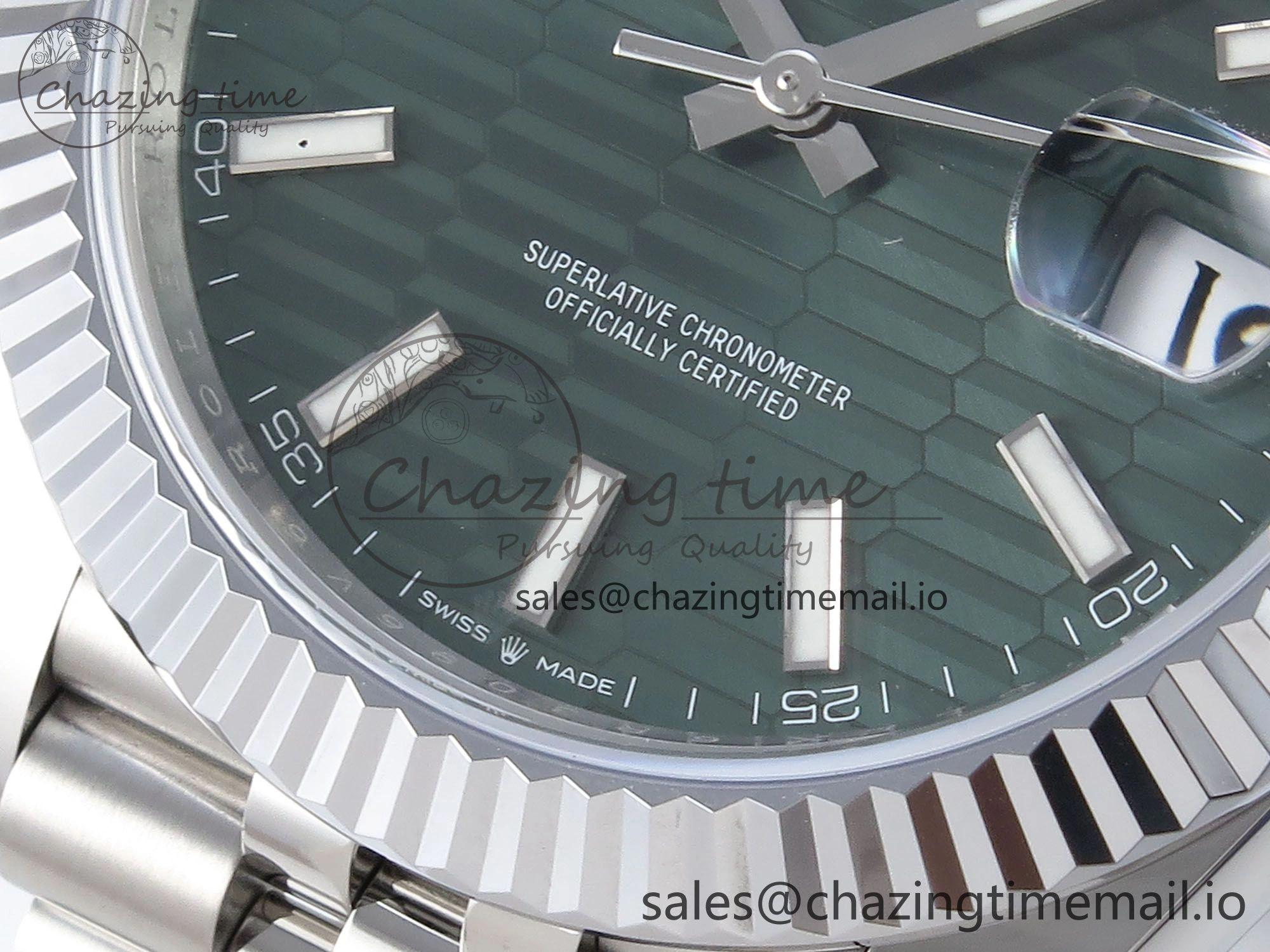DateJust 41 126334 QF+ 1:1 Best Edition 904L Steel Green Textured Stick Dial on SS Jubilee Bracelet VR3235