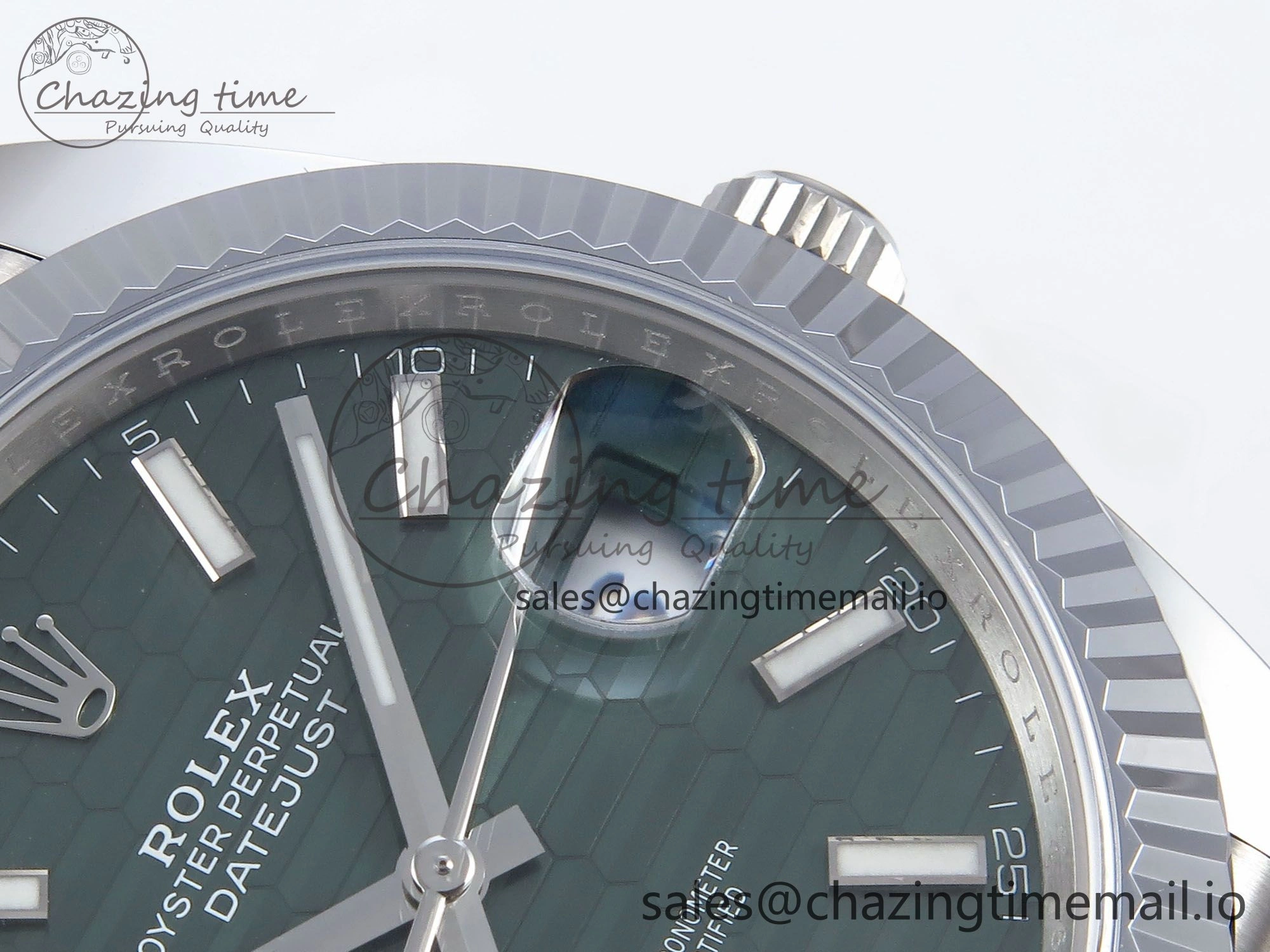 DateJust 41 126334 QF+ 1:1 Best Edition 904L Steel Green Textured Stick Dial on SS Jubilee Bracelet VR3235