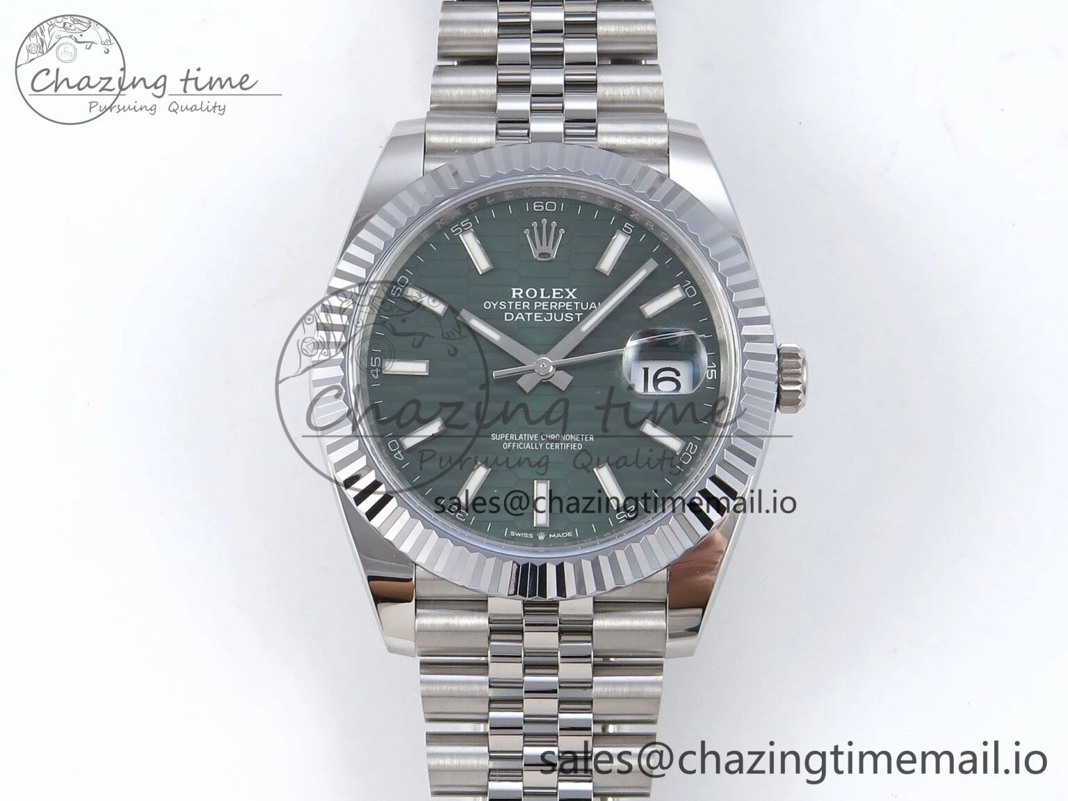 DateJust 41 126334 QF+ 1:1 Best Edition 904L Steel Green Textured Stick Dial on SS Jubilee Bracelet VR3235