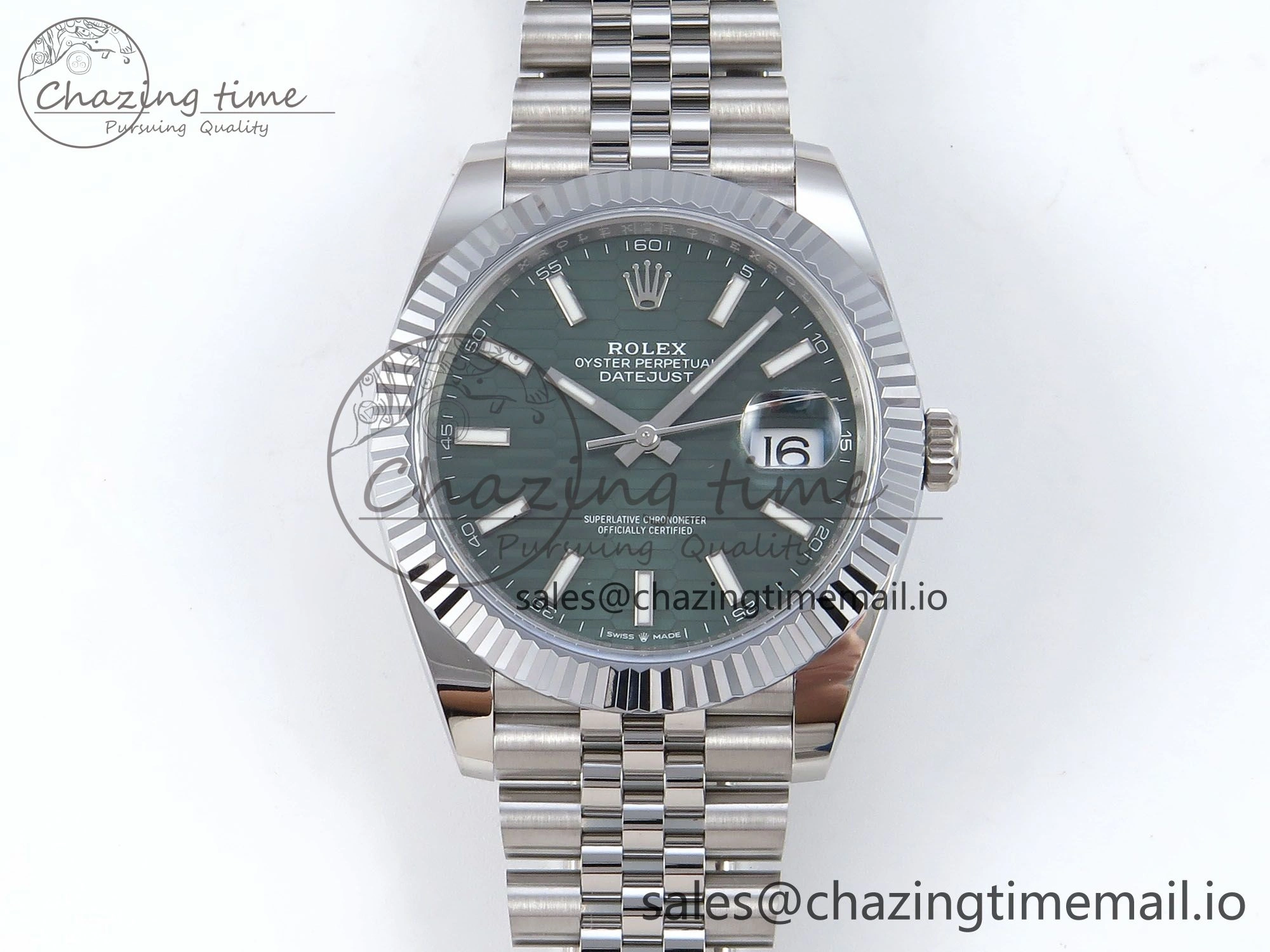 DateJust 41 126334 QF+ 1:1 Best Edition 904L Steel Green Textured Stick Dial on SS Jubilee Bracelet VR3235