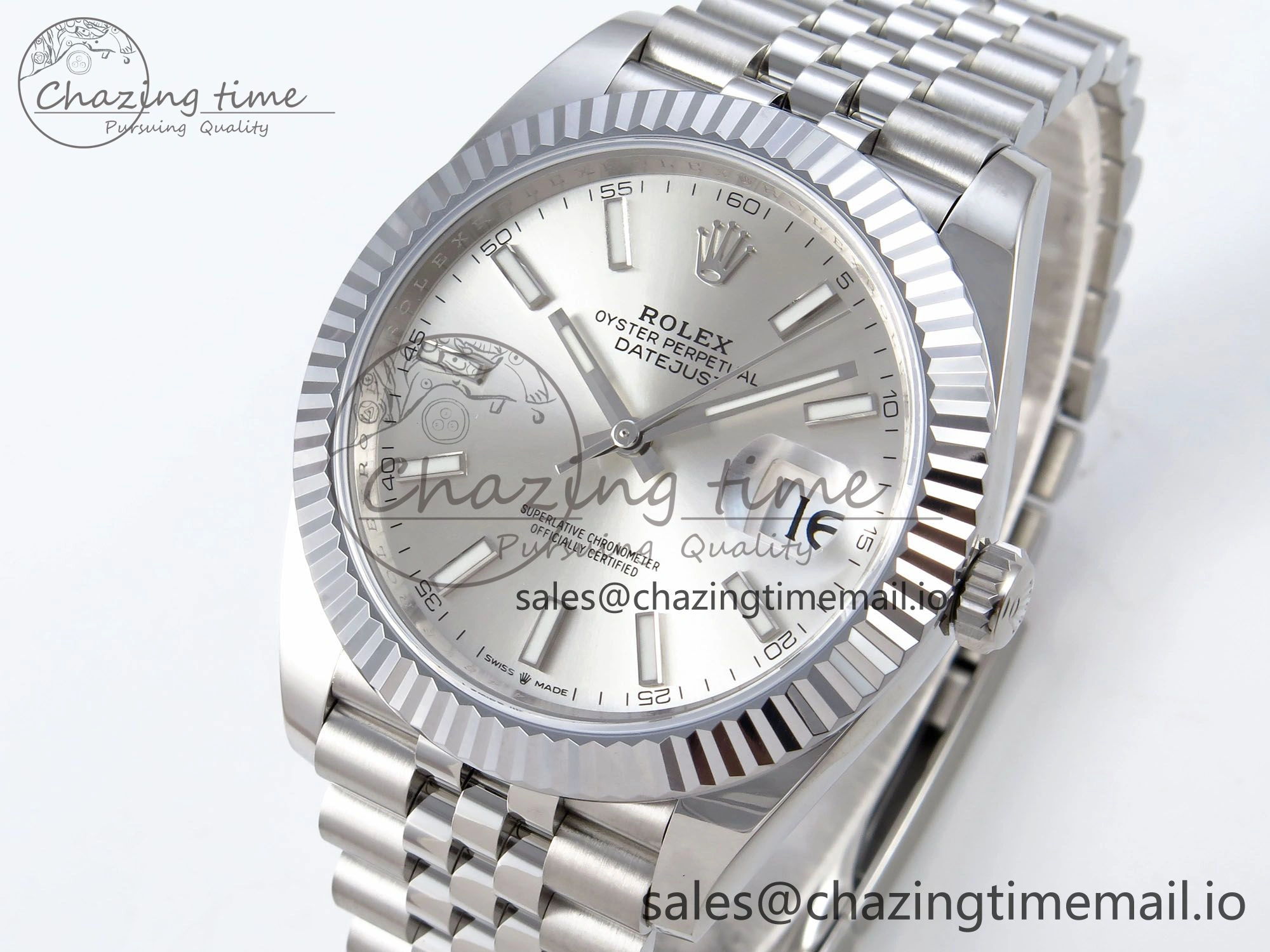 DateJust 41 126334 QF+ 1:1 Best Edition 904L Steel Silver Stick Dial on SS Jubilee Bracelet VR3235