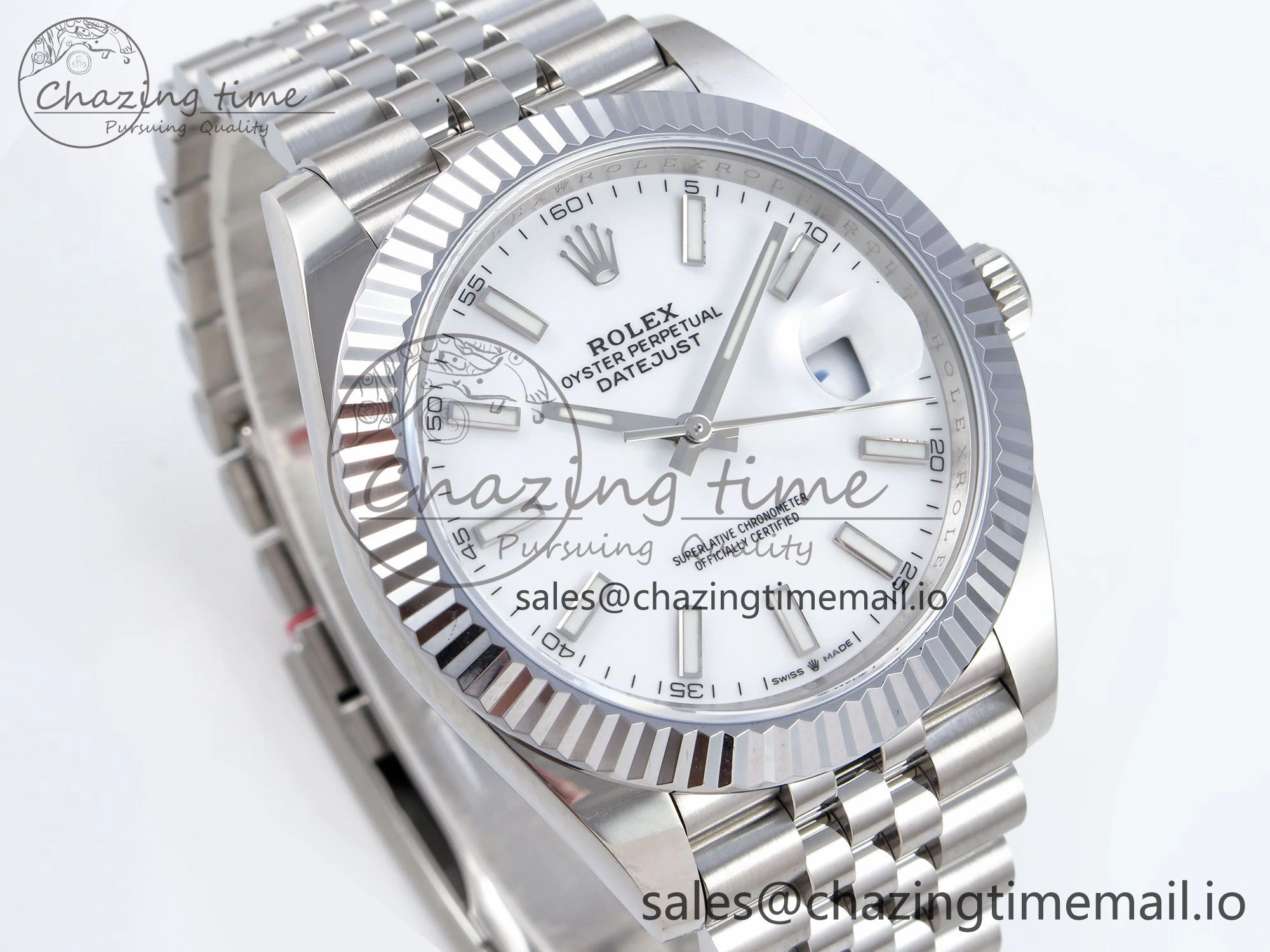 DateJust 41 126334 QF+ 1:1 Best Edition 904L Steel White Stick Dial on SS Jubilee Bracelet VR3235