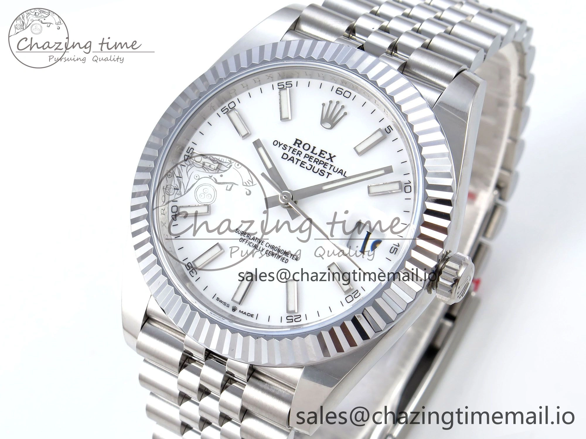 DateJust 41 126334 QF+ 1:1 Best Edition 904L Steel White Stick Dial on SS Jubilee Bracelet VR3235