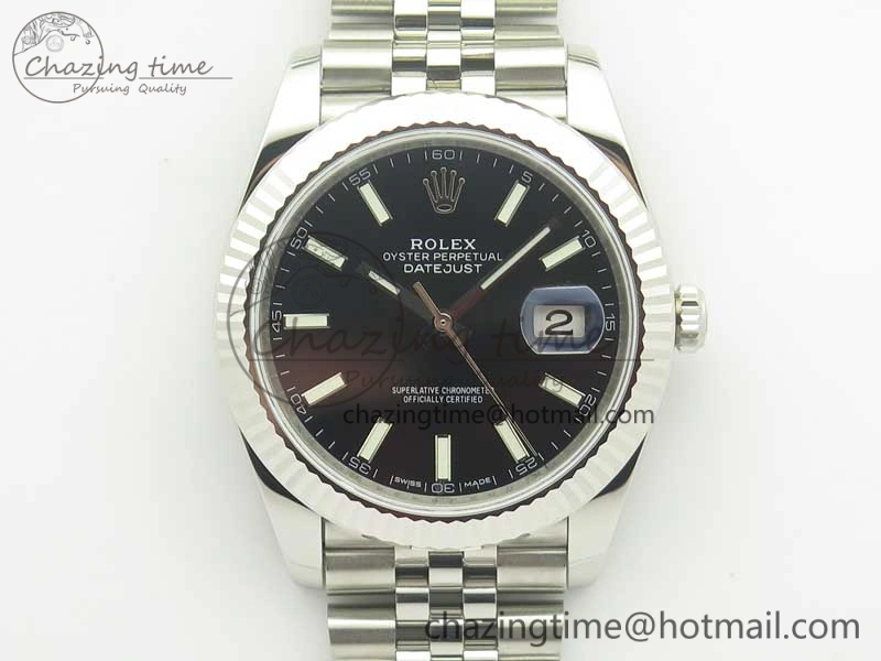 DateJust 41 126334 SS REF 1:1 Best Edition Black Dial Stick Markers on Jubilee Bracelet A3235 Clone V2