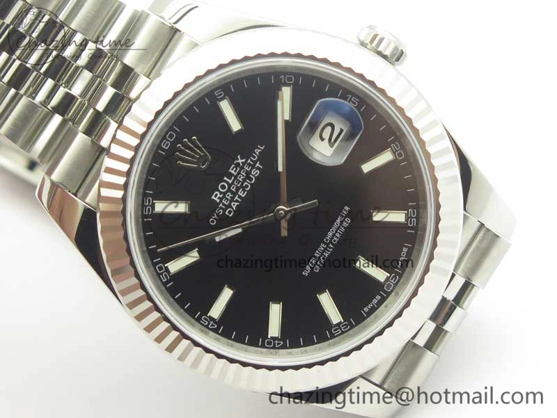 DateJust 41 126334 SS REF 1:1 Best Edition Black Dial Stick Markers on Jubilee Bracelet A3235 Clone V2