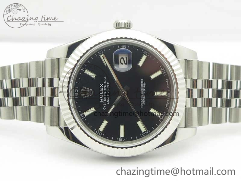 DateJust 41 126334 SS REF 1:1 Best Edition Black Dial Stick Markers on Jubilee Bracelet A3235 Clone V2