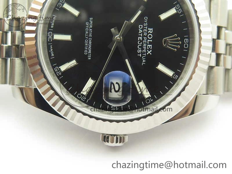 DateJust 41 126334 SS REF 1:1 Best Edition Black Dial Stick Markers on Jubilee Bracelet A3235 Clone V2