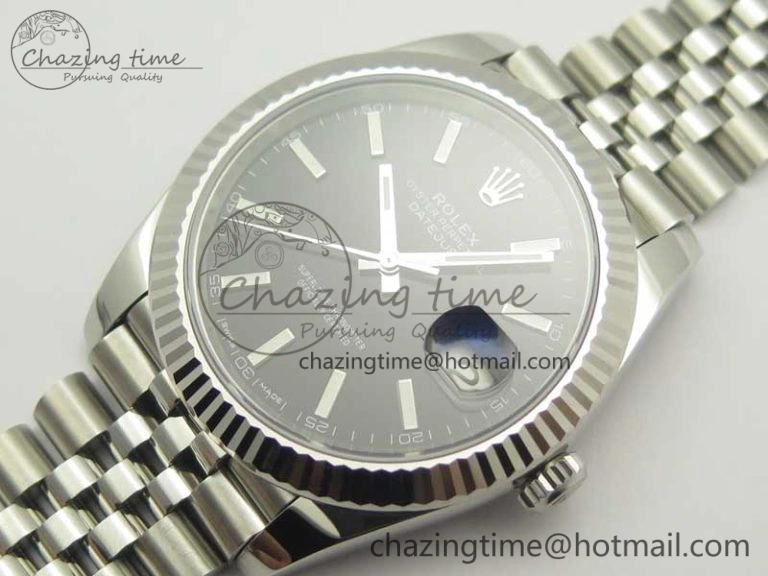 DateJust 41 126334 SS REF 1:1 Best Edition Black Dial Stick Markers on Jubilee Bracelet A3235 Clone V2
