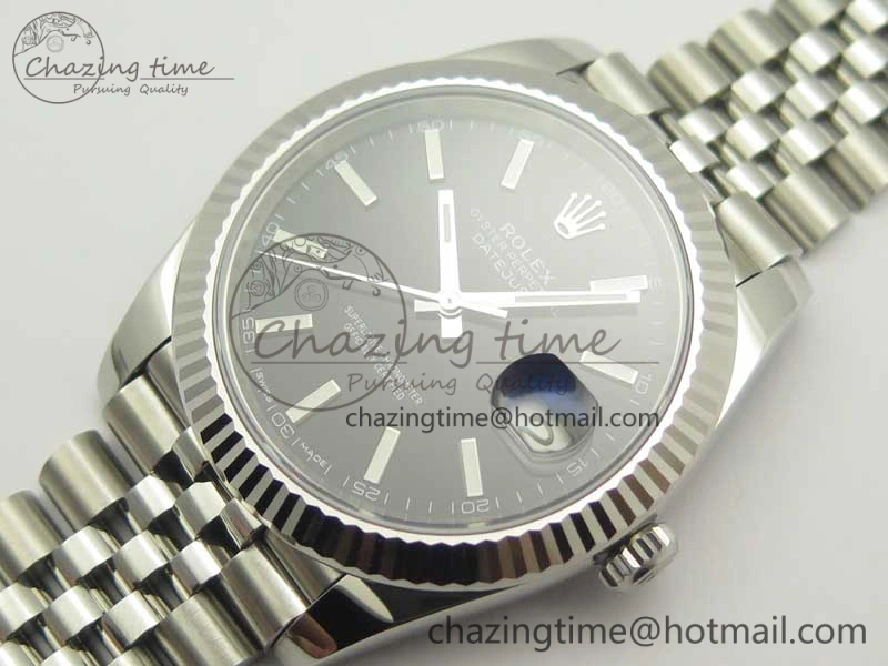 DateJust 41 126334 SS REF 1:1 Best Edition Black Dial Stick Markers on Jubilee Bracelet A3235 Clone V2