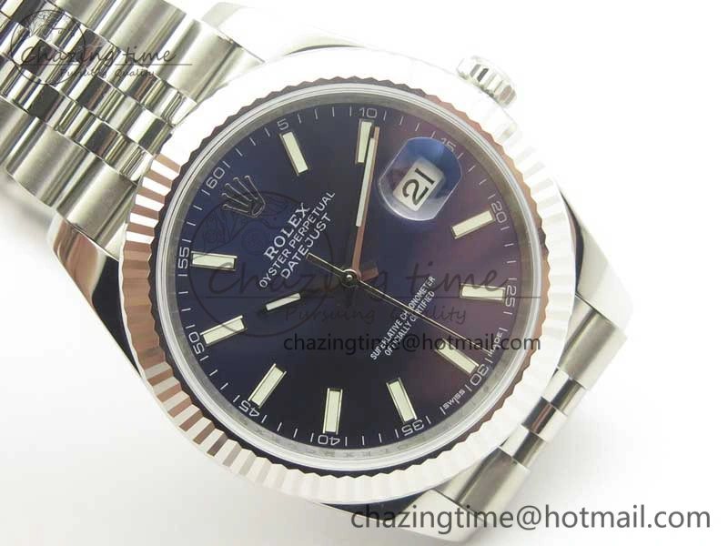 DateJust 41 126334 SS REF 1:1 Best Edition Blue Dial Stick Markers on Jubilee Bracelet A3235 Clone V2