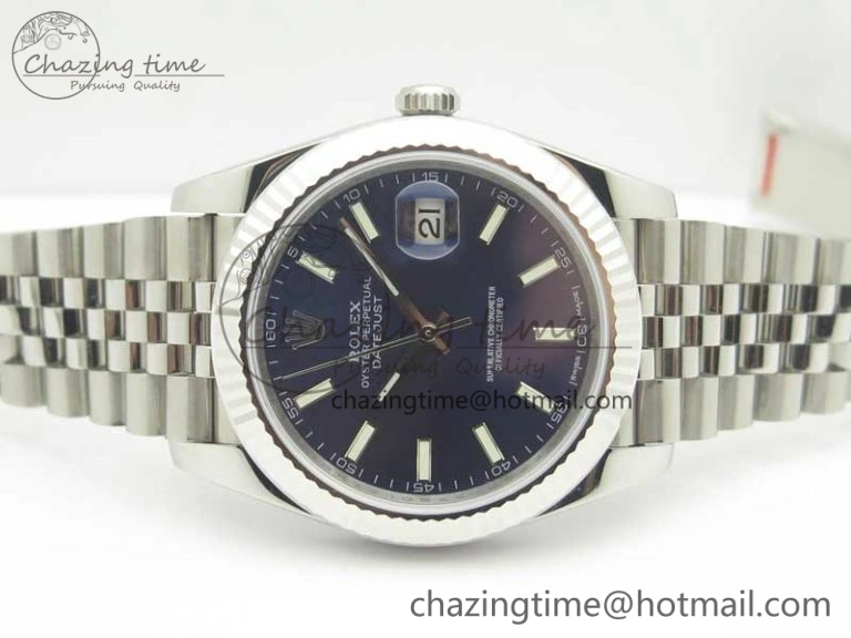 DateJust 41 126334 SS REF 1:1 Best Edition Blue Dial Stick Markers on Jubilee Bracelet A3235 Clone V2