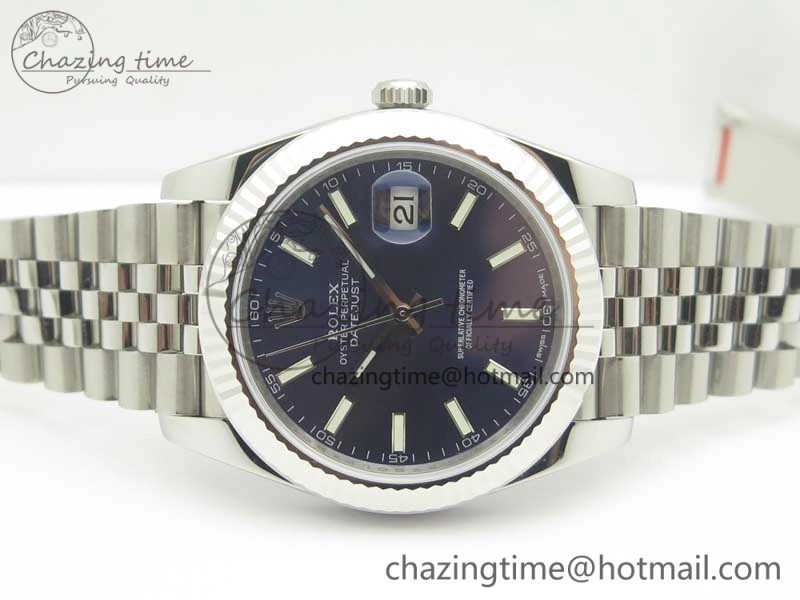 DateJust 41 126334 SS REF 1:1 Best Edition Blue Dial Stick Markers on Jubilee Bracelet A3235 Clone V2