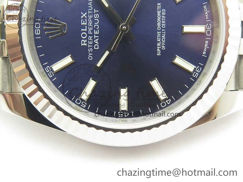 DateJust 41 126334 SS REF 1:1 Best Edition Blue Dial Stick Markers on Jubilee Bracelet A3235 Clone V2