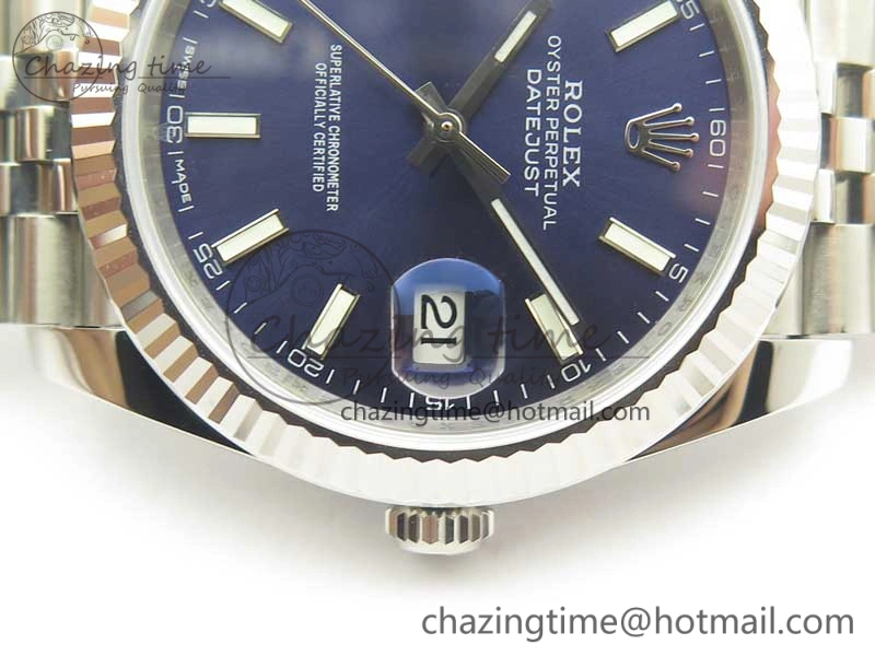 DateJust 41 126334 SS REF 1:1 Best Edition Blue Dial Stick Markers on Jubilee Bracelet A3235 Clone V2