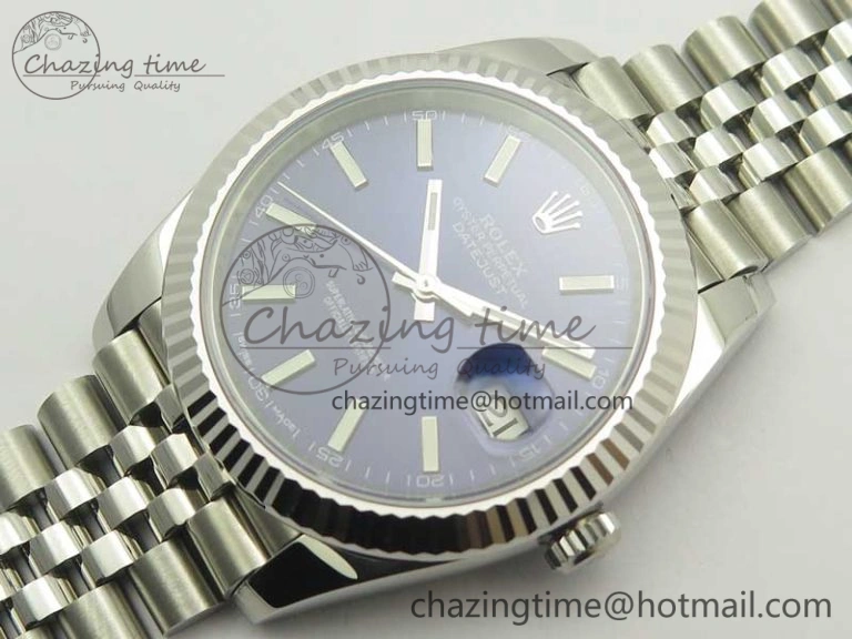 DateJust 41 126334 SS REF 1:1 Best Edition Blue Dial Stick Markers on Jubilee Bracelet A3235 Clone V2