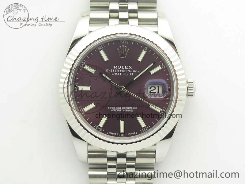 DateJust 41 126334 SS REF 1:1 Best Edition Grape Dial Stick Markers on Jubilee Bracelet A3235 Clone V2