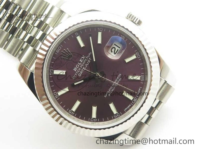 DateJust 41 126334 SS REF 1:1 Best Edition Grape Dial Stick Markers on Jubilee Bracelet A3235 Clone V2