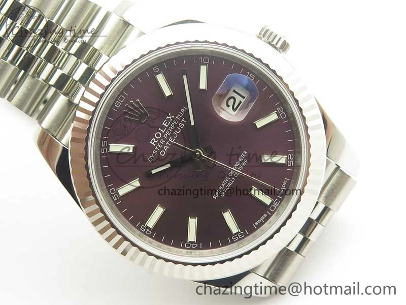 DateJust 41 126334 SS REF 1:1 Best Edition Grape Dial Stick Markers on Jubilee Bracelet A3235 Clone V2