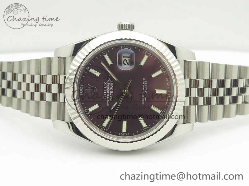 DateJust 41 126334 SS REF 1:1 Best Edition Grape Dial Stick Markers on Jubilee Bracelet A3235 Clone V2