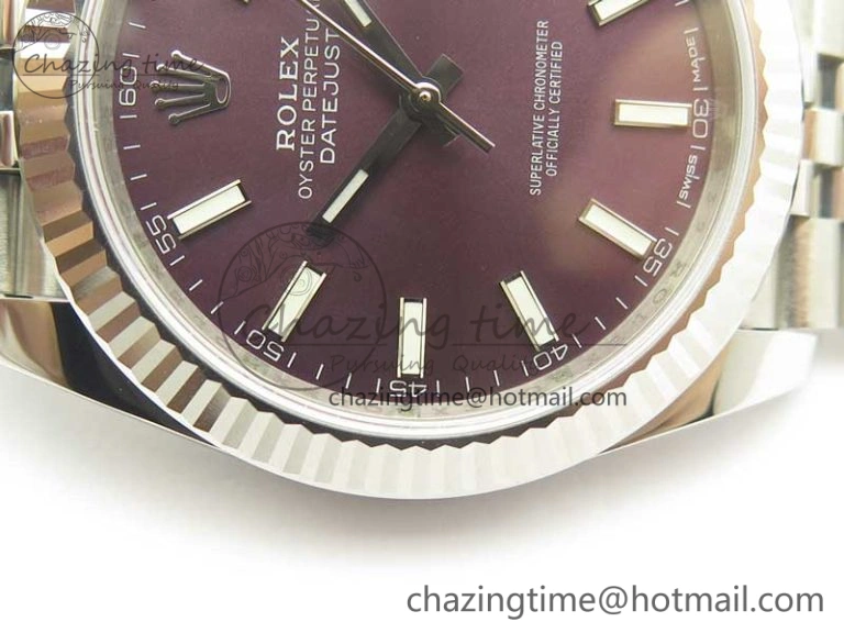 DateJust 41 126334 SS REF 1:1 Best Edition Grape Dial Stick Markers on Jubilee Bracelet A3235 Clone V2