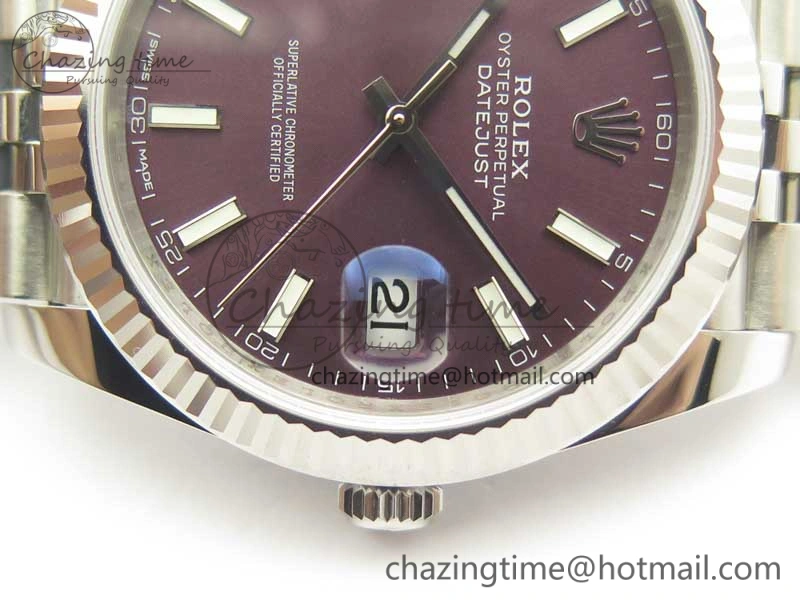 DateJust 41 126334 SS REF 1:1 Best Edition Grape Dial Stick Markers on Jubilee Bracelet A3235 Clone V2