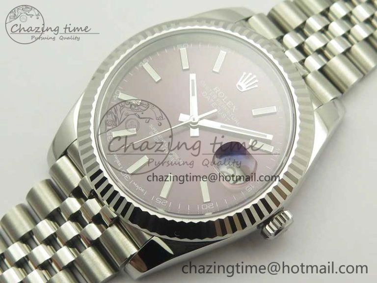 DateJust 41 126334 SS REF 1:1 Best Edition Grape Dial Stick Markers on Jubilee Bracelet A3235 Clone V2