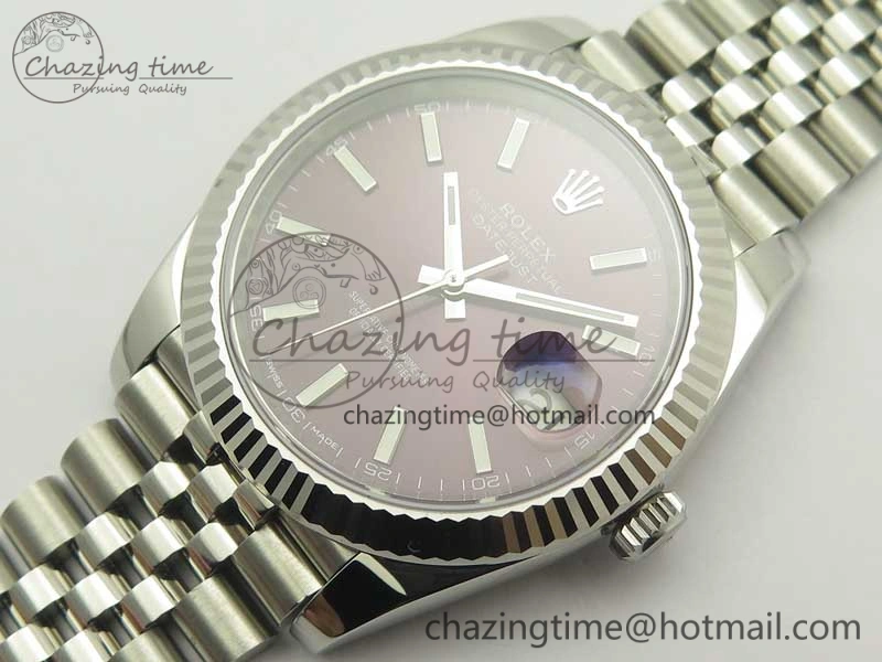 DateJust 41 126334 SS REF 1:1 Best Edition Grape Dial Stick Markers on Jubilee Bracelet A3235 Clone V2