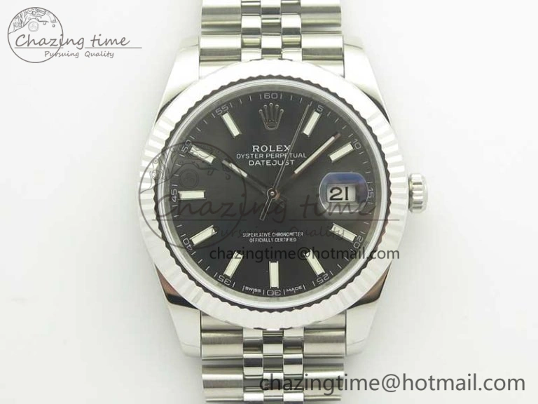 DateJust 41 126334 SS REF 1:1 Best Edition Gray Dial Stick Markers on Jubilee Bracelet A3235 Clone V2