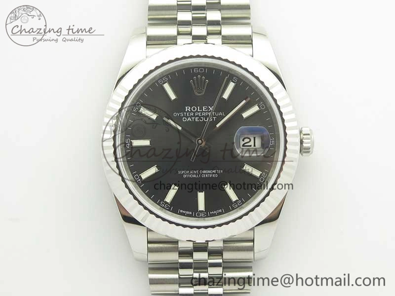 DateJust 41 126334 SS REF 1:1 Best Edition Gray Dial Stick Markers on Jubilee Bracelet A3235 Clone V2