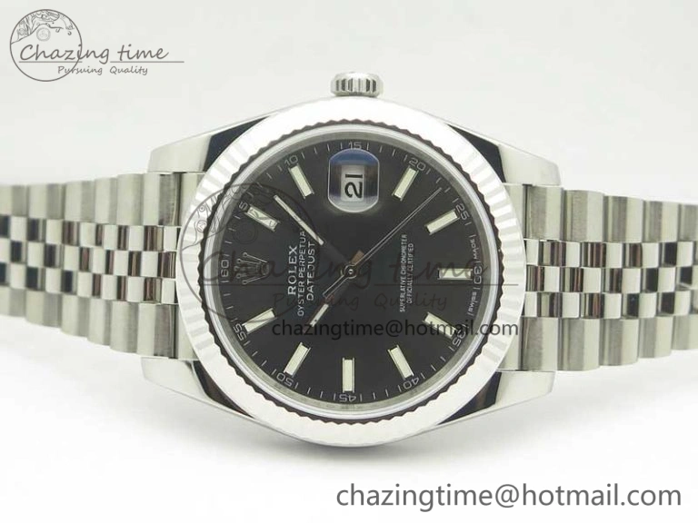 DateJust 41 126334 SS REF 1:1 Best Edition Gray Dial Stick Markers on Jubilee Bracelet A3235 Clone V2