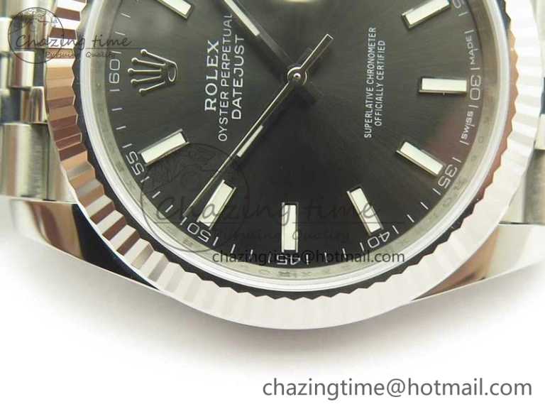 DateJust 41 126334 SS REF 1:1 Best Edition Gray Dial Stick Markers on Jubilee Bracelet A3235 Clone V2