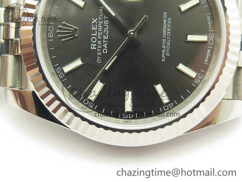 DateJust 41 126334 SS REF 1:1 Best Edition Gray Dial Stick Markers on Jubilee Bracelet A3235 Clone V2