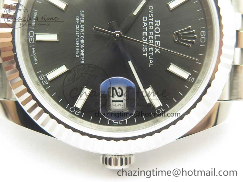 DateJust 41 126334 SS REF 1:1 Best Edition Gray Dial Stick Markers on Jubilee Bracelet A3235 Clone V2