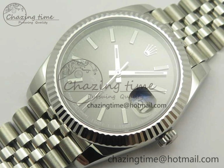 DateJust 41 126334 SS REF 1:1 Best Edition Gray Dial Stick Markers on Jubilee Bracelet A3235 Clone V2