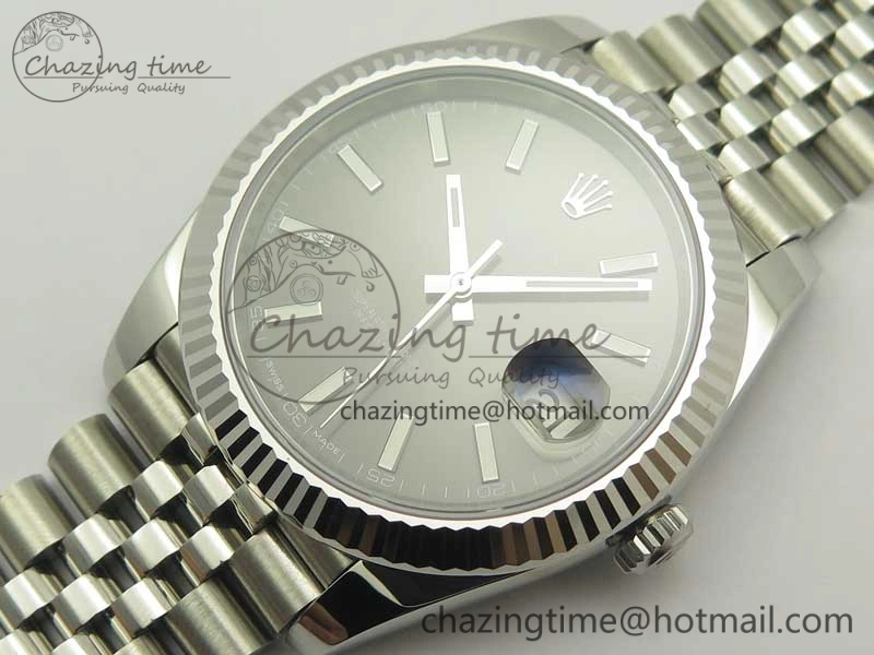 DateJust 41 126334 SS REF 1:1 Best Edition Gray Dial Stick Markers on Jubilee Bracelet A3235 Clone V2