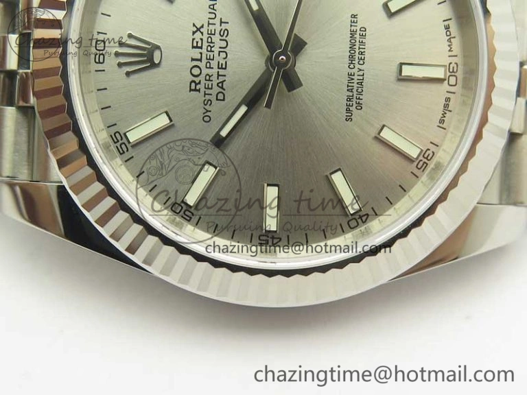 DateJust 41 126334 SS REF 1:1 Best Edition Silver Dial Stick Markers on Jubilee Bracelet A3235 Clone V2