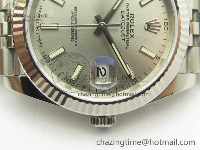 DateJust 41 126334 SS REF 1:1 Best Edition Silver Dial Stick Markers on Jubilee Bracelet A3235 Clone V2