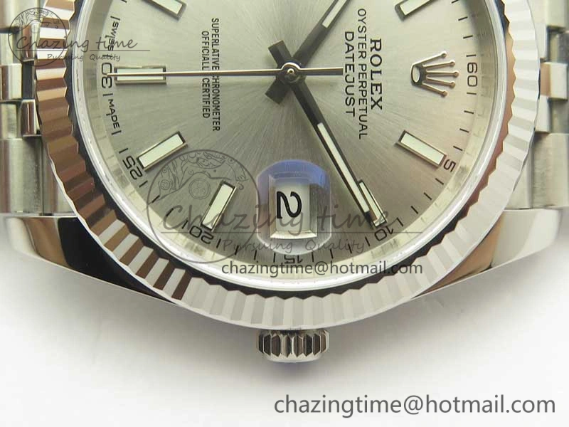DateJust 41 126334 SS REF 1:1 Best Edition Silver Dial Stick Markers on Jubilee Bracelet A3235 Clone V2