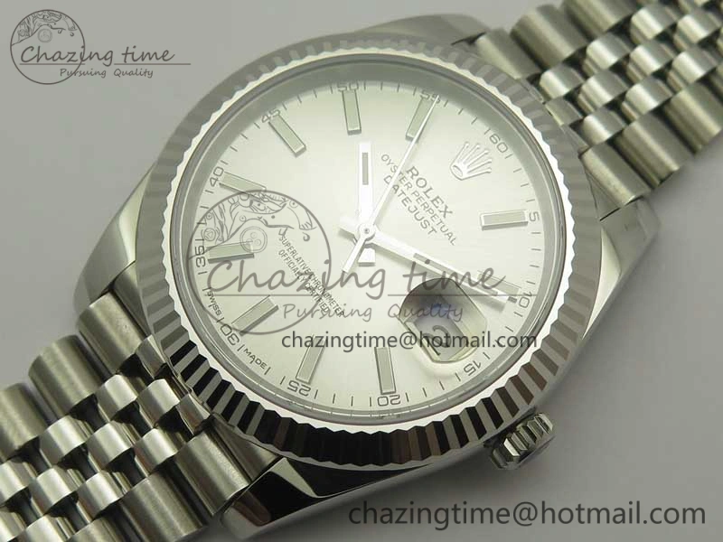 DateJust 41 126334 SS REF 1:1 Best Edition Silver Dial Stick Markers on Jubilee Bracelet A3235 Clone V2