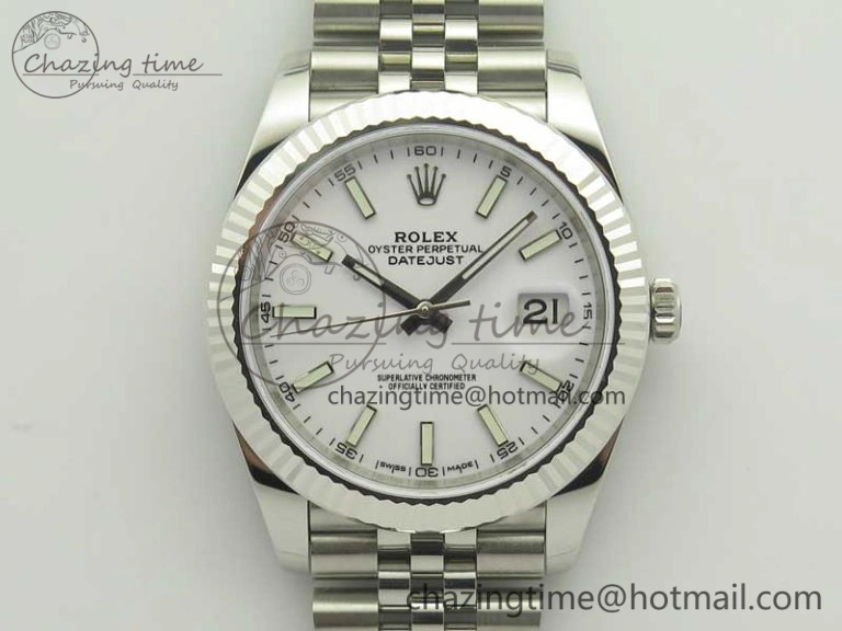 DateJust 41 126334 SS REF 1:1 Best Edition White Dial Stick Markers on Jubilee Bracelet A3235 Clone V2