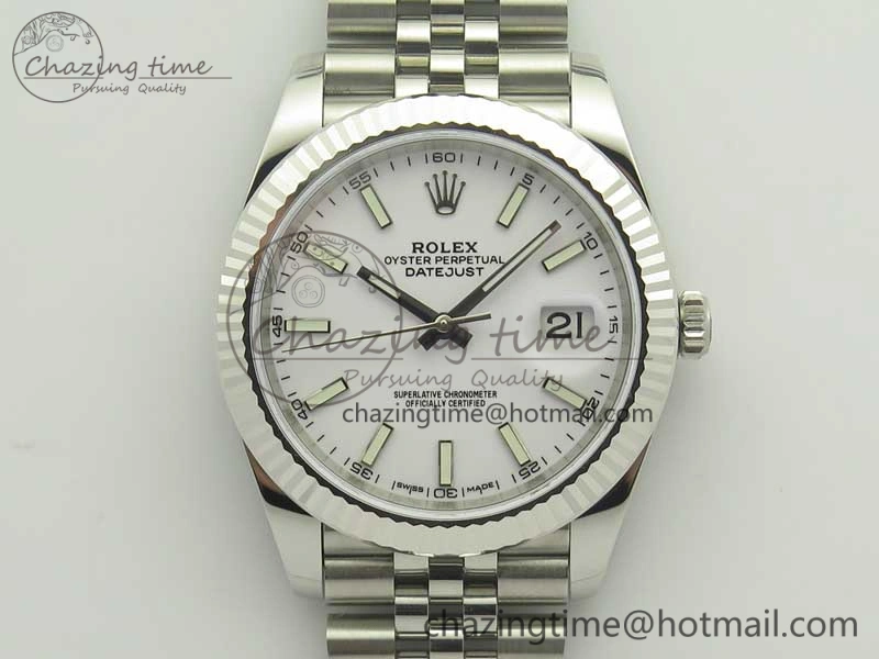 DateJust 41 126334 SS REF 1:1 Best Edition White Dial Stick Markers on Jubilee Bracelet A3235 Clone V2