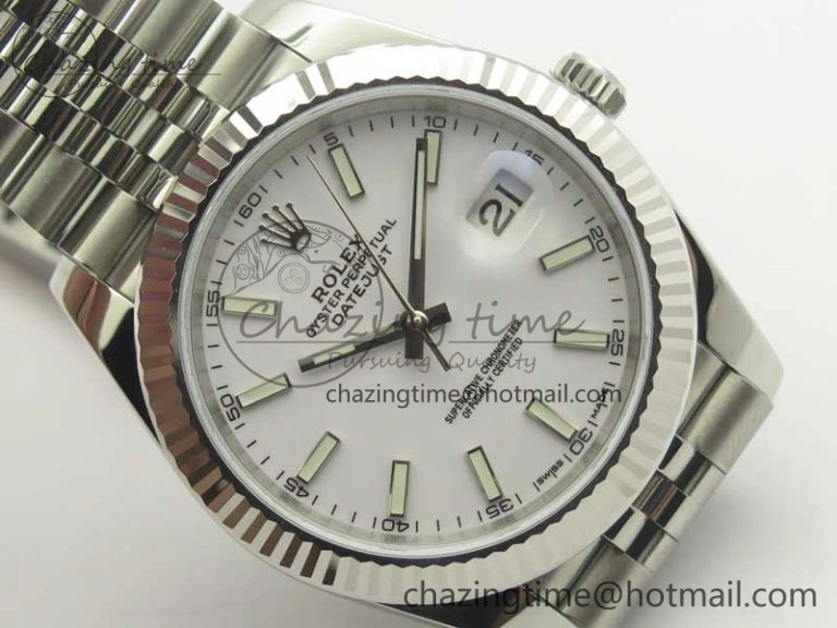DateJust 41 126334 SS REF 1:1 Best Edition White Dial Stick Markers on Jubilee Bracelet A3235 Clone V2