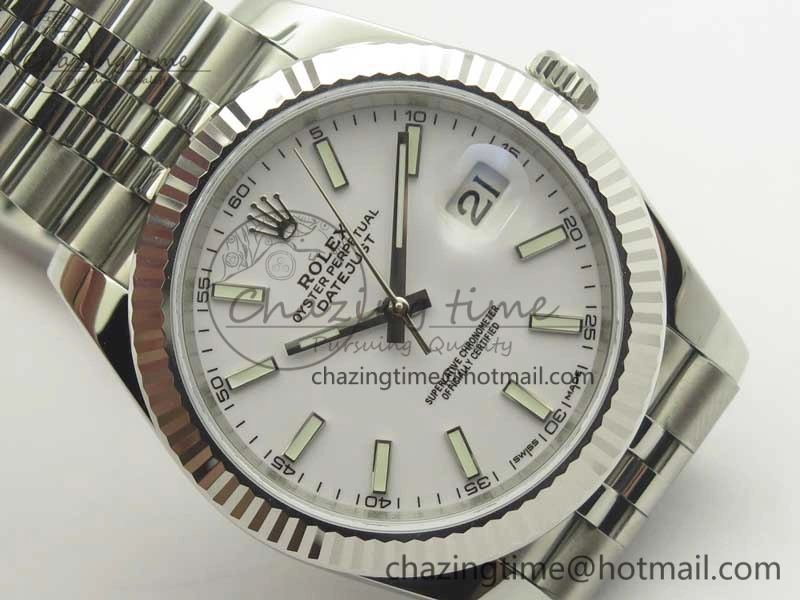 DateJust 41 126334 SS REF 1:1 Best Edition White Dial Stick Markers on Jubilee Bracelet A3235 Clone V2
